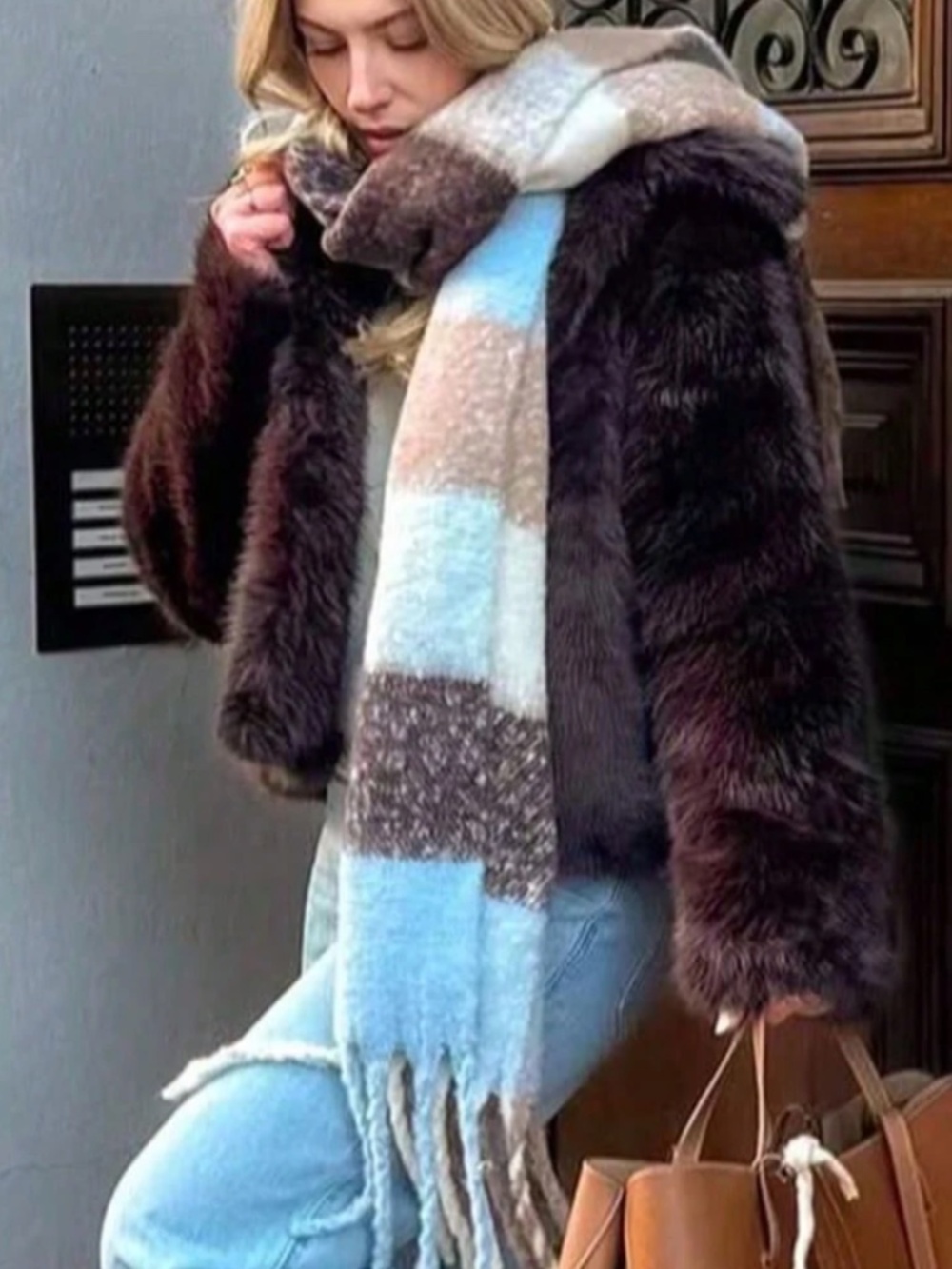 Cozy Colorful Plaid Tassel Blanket Scarf